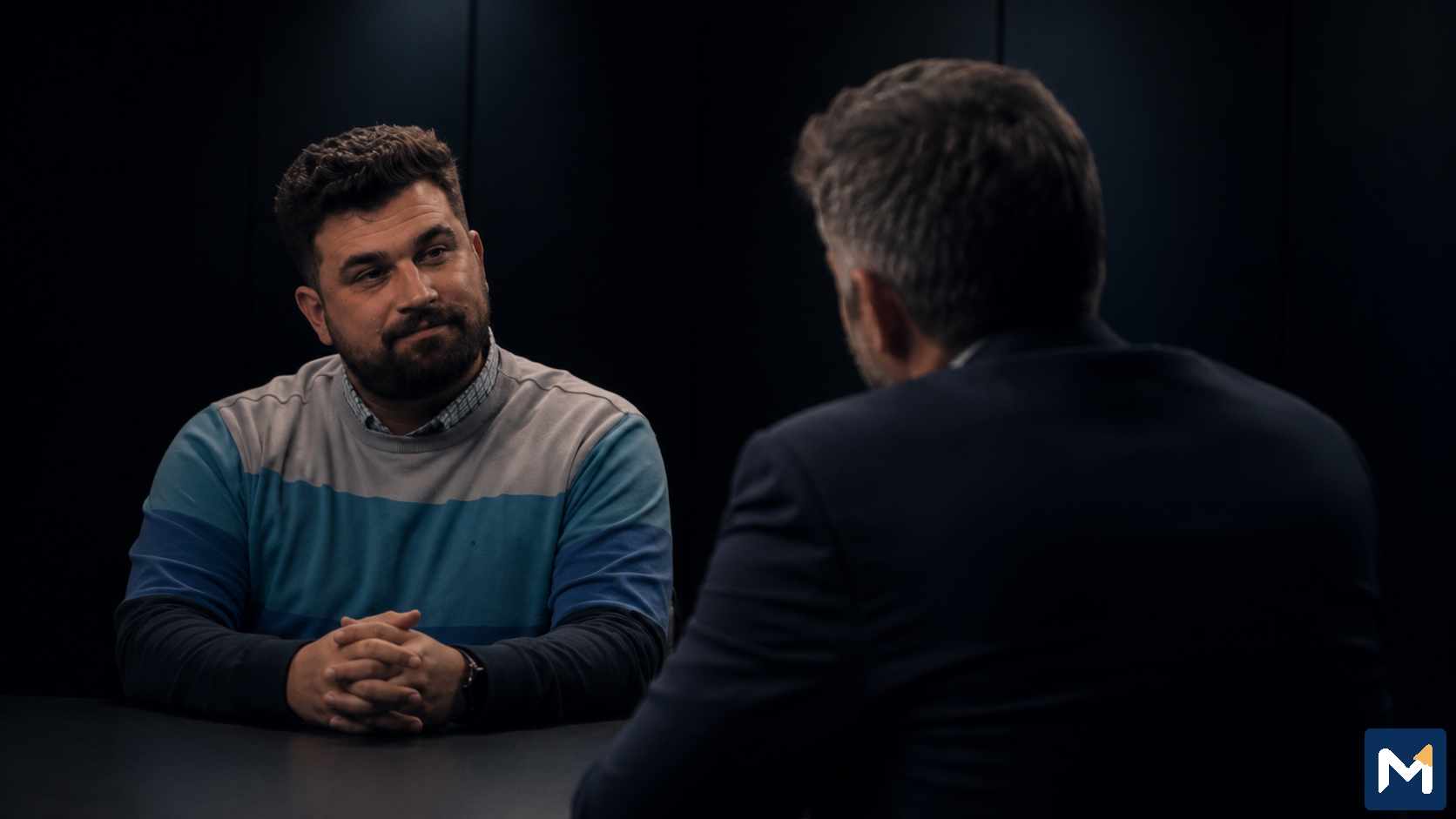 Two professionals in a meeting where performed understanding replaces genuine context transfer